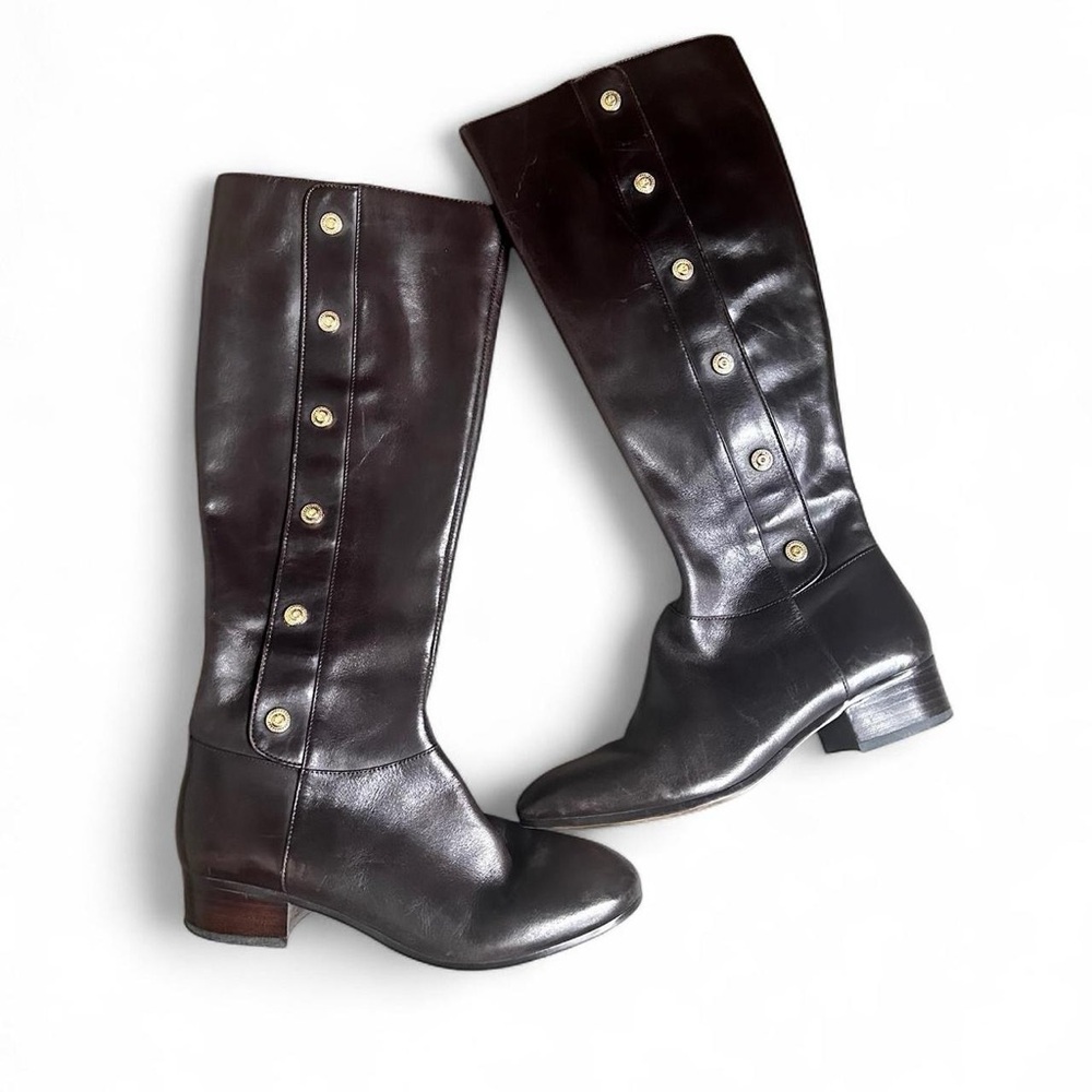 Elegant Nine West Brown Leather Knee-High Boots
